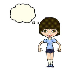 cartoon girl with thought bubble
