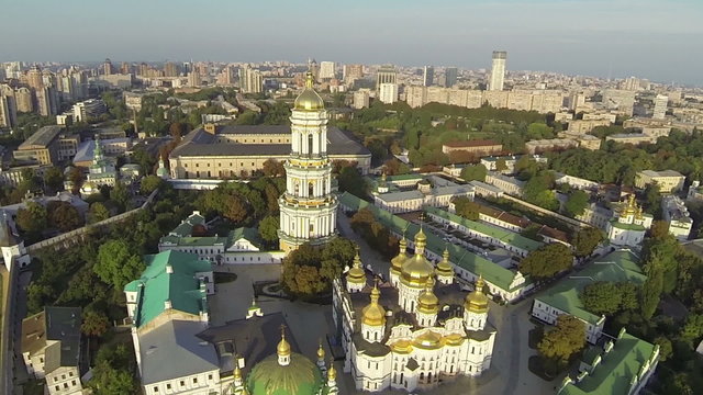 
Center of orthodox Christian belief in Ukraine, Kiev- Pechersk Lavra. Aerial  shot.Part7
