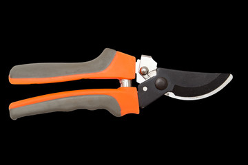 secateurs on a black background
