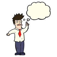 cartoon man with idea with thought bubble