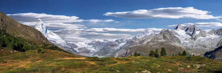 Crédence de cuisine en verre imprimé Cervin Panorama des Alpes suisses avec Cervin, région de Zermatt