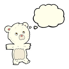 cartoon cute polar bear with thought bubble