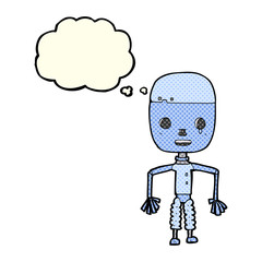 Obraz na płótnie Canvas cartoon robot with thought bubble