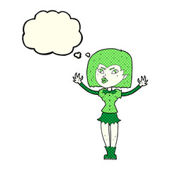 cartoon vampire girl with thought bubble