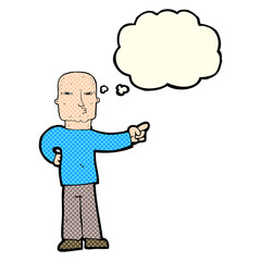 cartoon pointing man with thought bubble