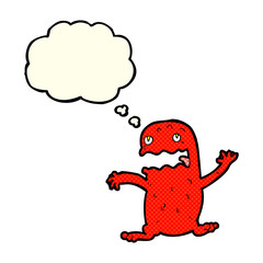 cartoon funny frog with thought bubble