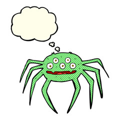 cartoon halloween spider with thought bubble