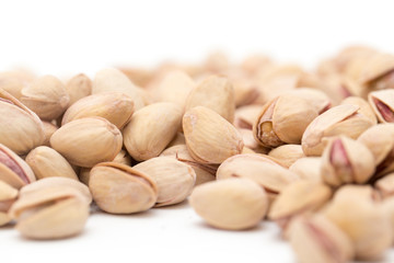 pistachios on a white background. close