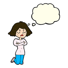 cartoon annoyed woman with thought bubble