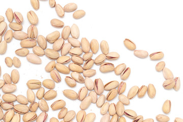 pistachios on a white background. close