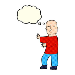 cartoon tough man  with thought bubble