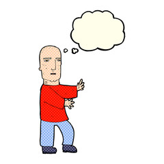 cartoon tough man  with thought bubble