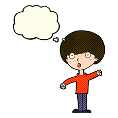 cartoon shocked boy with thought bubble