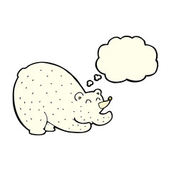 cartoon stretching polar bear with thought bubble