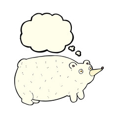 funny cartoon bear with thought bubble