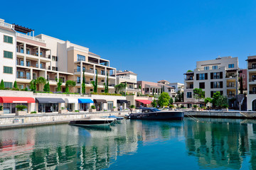 Fototapeta na wymiar Exclusive property on the sea for a luxury lifestyle. Yachtsmen's town