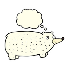 funny cartoon bear with thought bubble