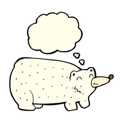 funny cartoon polar bear with thought bubble