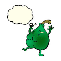 a nice pear cartoon with thought bubble