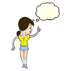 cartoon girl with idea with thought bubble