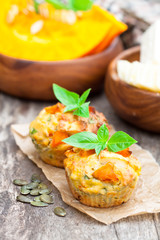 pumpkin muffins with cheese and seeds