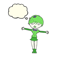 cartoon vampire girl with thought bubble