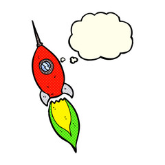 cartoon spaceship with thought bubble
