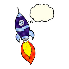 cartoon spaceship with thought bubble