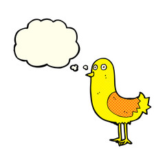 cartoon bird with thought bubble