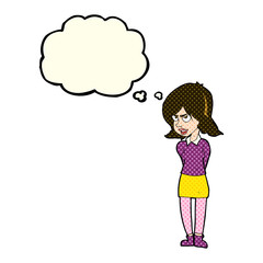 cartoon annoyed woman with thought bubble