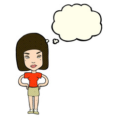 cartoon annoyed woman with thought bubble