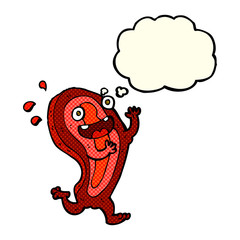meat cartoon character with thought bubble
