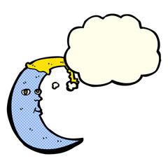 sleepy moon cartoon with thought bubble