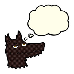 cartoon wolf head with thought bubble