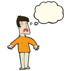Fototapeta premium cartoon terrified man with thought bubble
