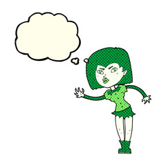 cartoon vampire girl with thought bubble