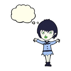 cartoon vampire girl with thought bubble