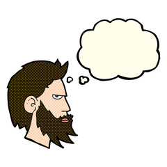 cartoon man with beard with thought bubble