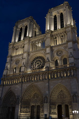 Fototapeta na wymiar The cathedral Notre Dame at night, Paris, France