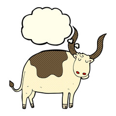 cartoon ox with thought bubble