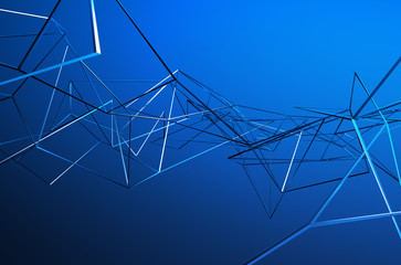 Abstract 3D Rendering of Chaotic Metal Structure.