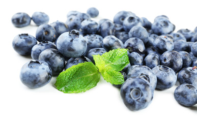 Fresh blueberries isolated on white