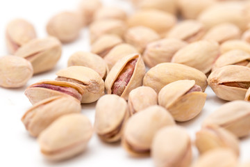 pistachios on a white background. close