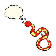 cartoon snake with thought bubble