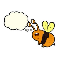 cartoon frightened bee with thought bubble