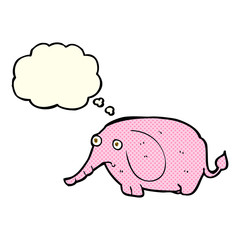 cartoon sad little elephant with thought bubble