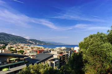 Naklejka premium Touristic apartments in Menton, Cote d Azur, sunny resort