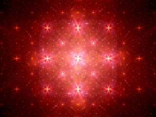 Red glowing stars fractal