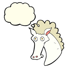 cartoon horse head with thought bubble
