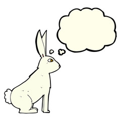cartoon rabbit with thought bubble